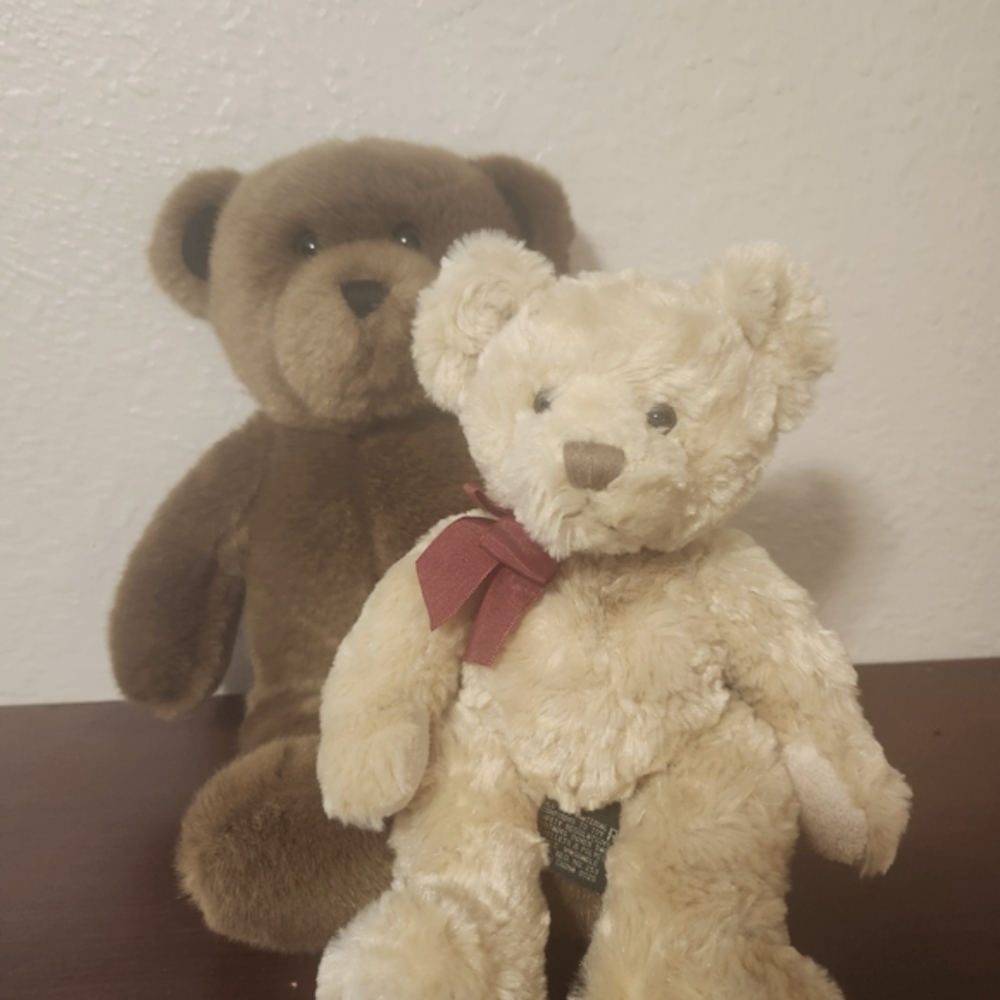 Brown and Cream Teddy Bear Set, 2 Bears - BUNDLE